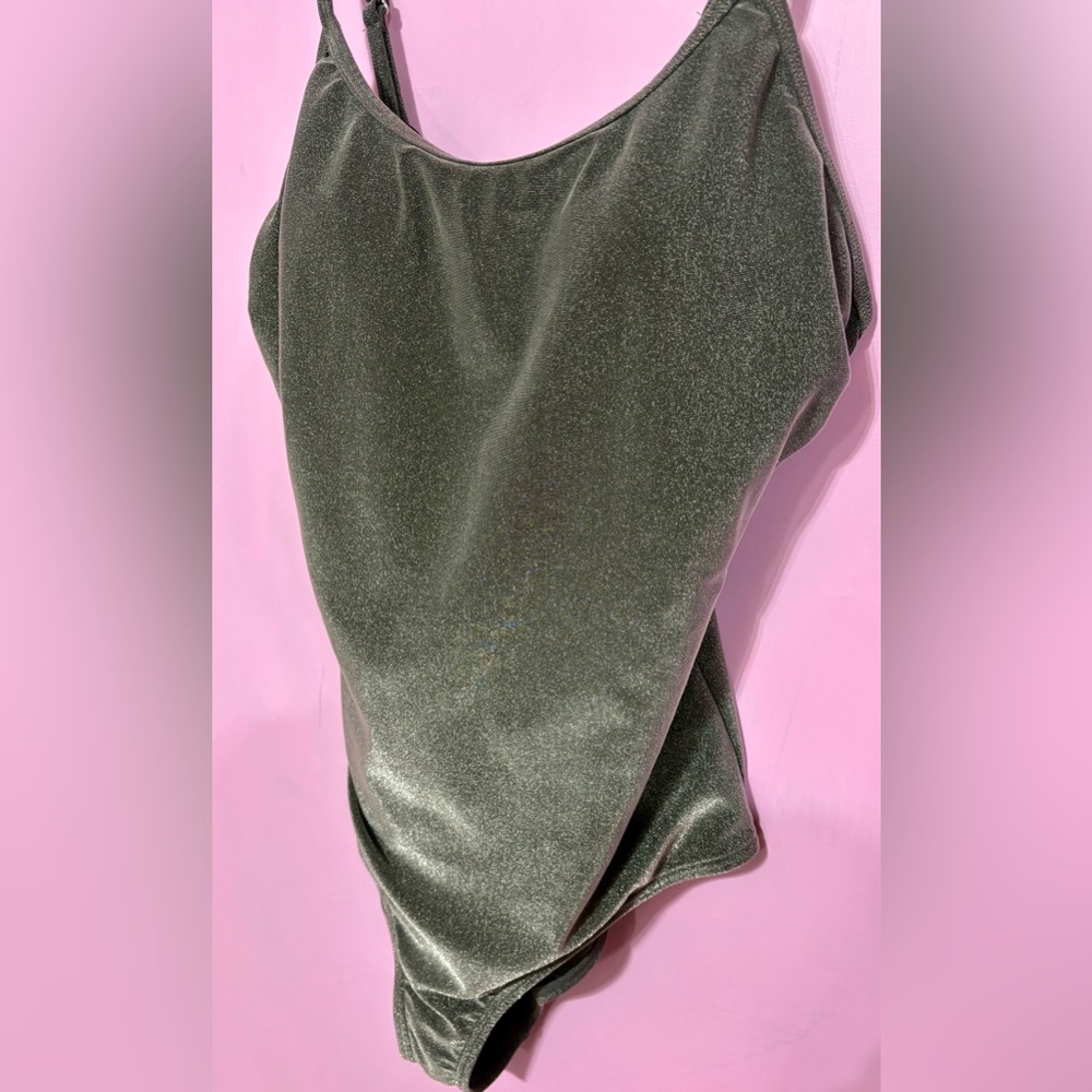 Sleek Gray Shimmery Look One-Piece Swimsuit